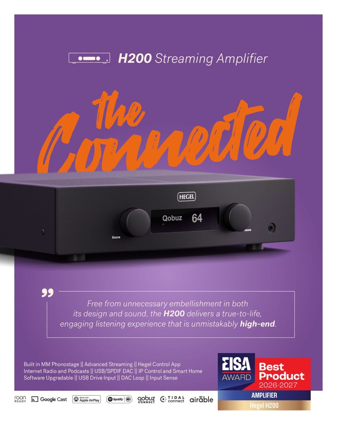 HEGEL H200 took the EISA Amplifier Award 20026-2027